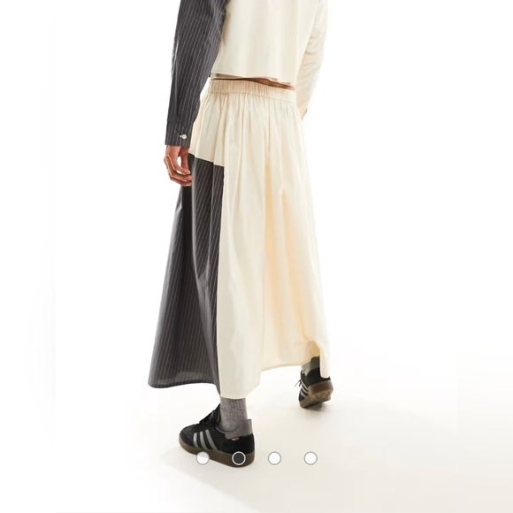 Reclaimed Vintage Cream Elastic Waist Skirt - Picture 3 of 10